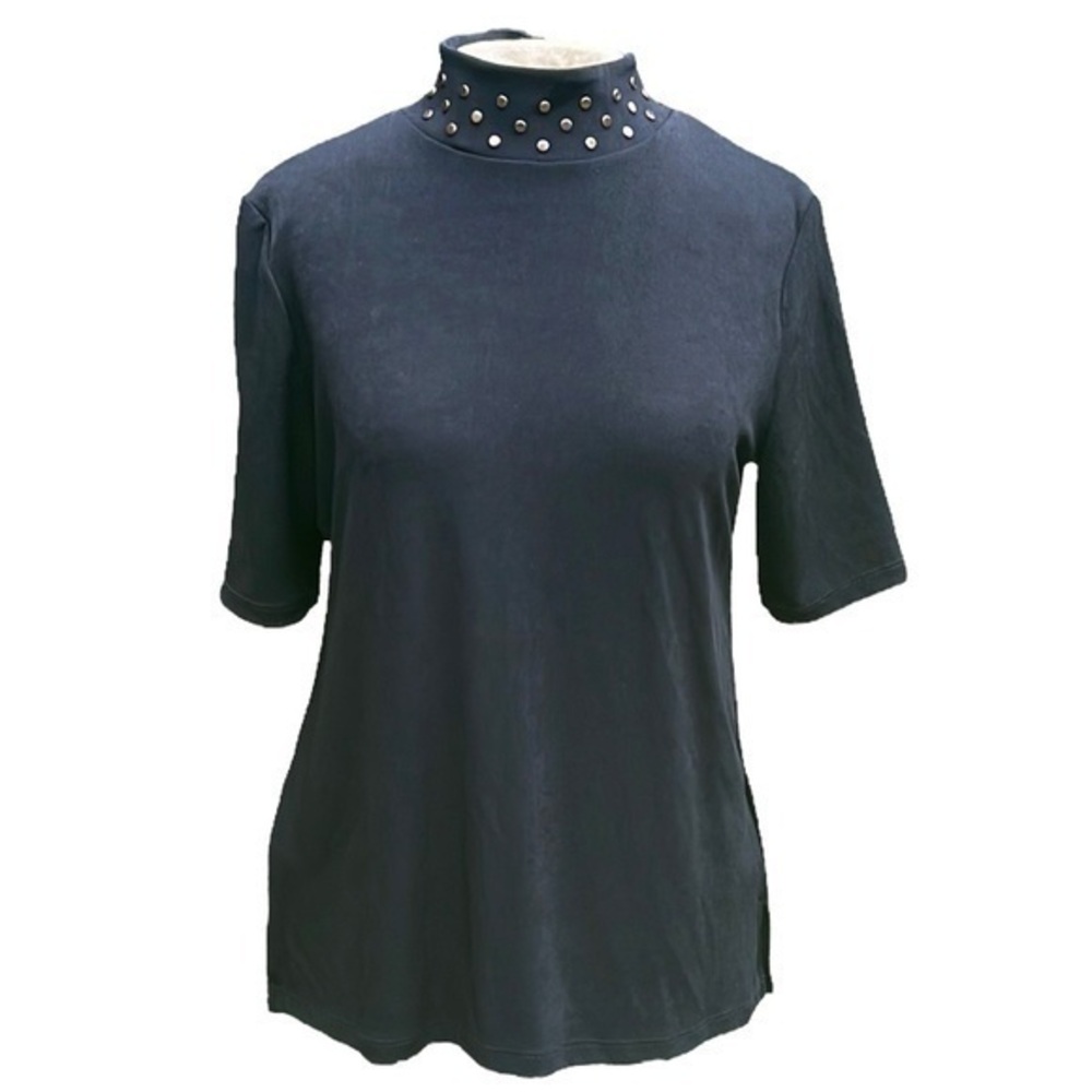 Travelers by Chicos short sleeve mock neck shirt black